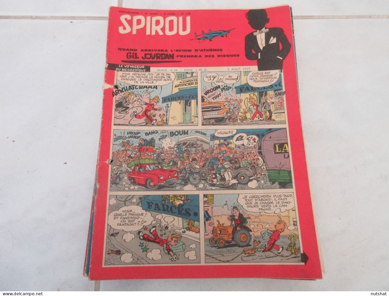 SPIROU 1008 08.08.1957 Le CHAR A VOILE Les AUTRUCHES L'AVION A PEDALES           - Spirou Magazine