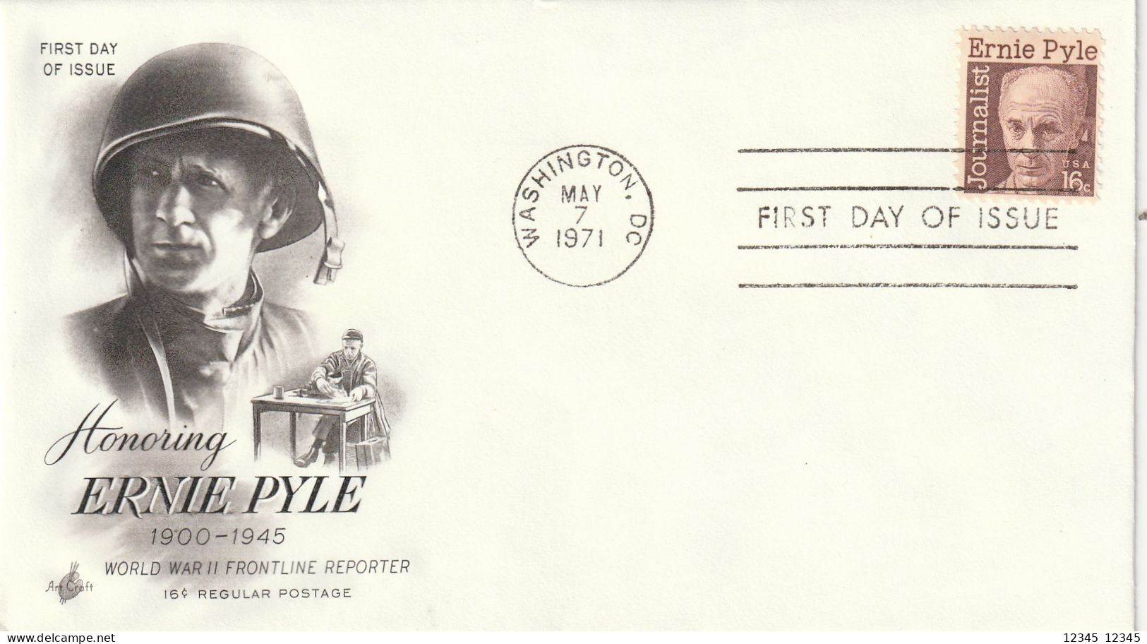 U.S.A. 1971, FDC Unused, Honoring Ernie Pyle - 1971-1980