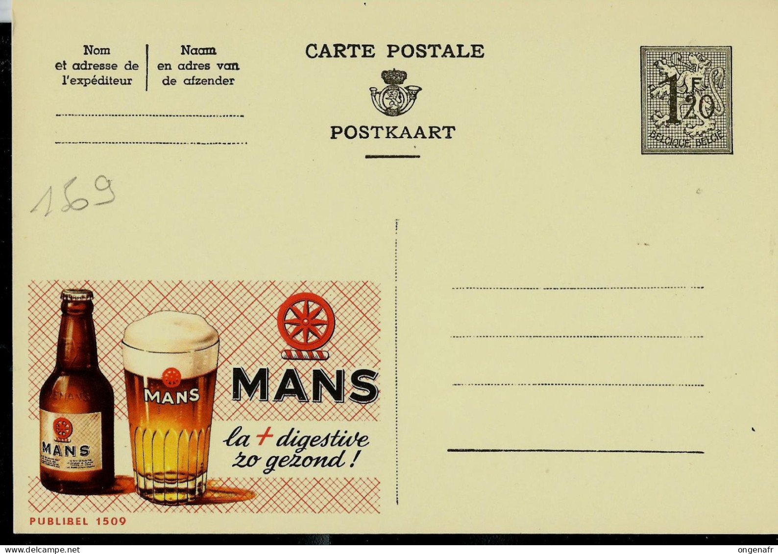 Publibel Neuve N° 1509  ( Bier - Bière - MANS La + Digestive ) - Publibels