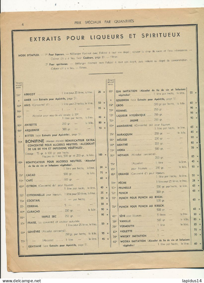 FA 3117  /PUB DEPLIANT -  DISTILLATEURS & SPIRITUEUX EN GROS  ETS PERIGNE & Cie PARIS  (27,50 Cm X 21,50 Cm) - Autres & Non Classés