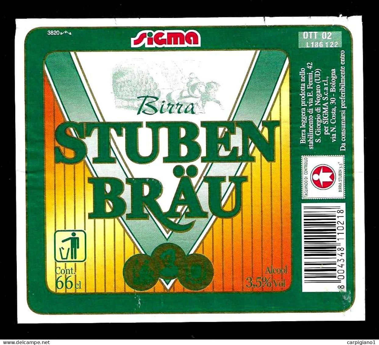ITALIA ITALY -  2002 Etichetta Birra Beer Bière STUBEN SIGMA - Beer
