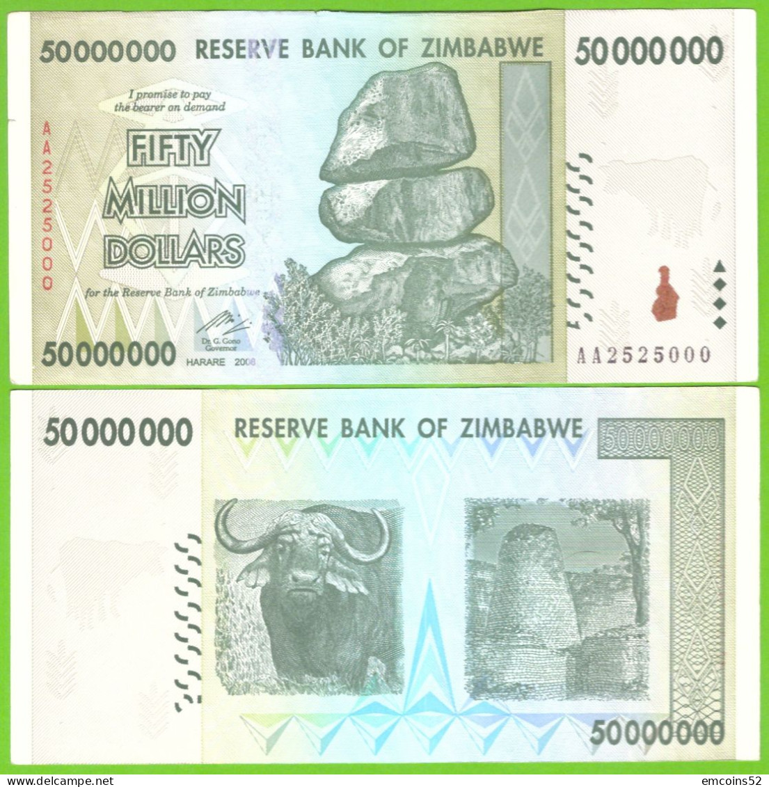 ZIMBABWE 50000000 DOLLARS 2008  P-79 XF - Simbabwe