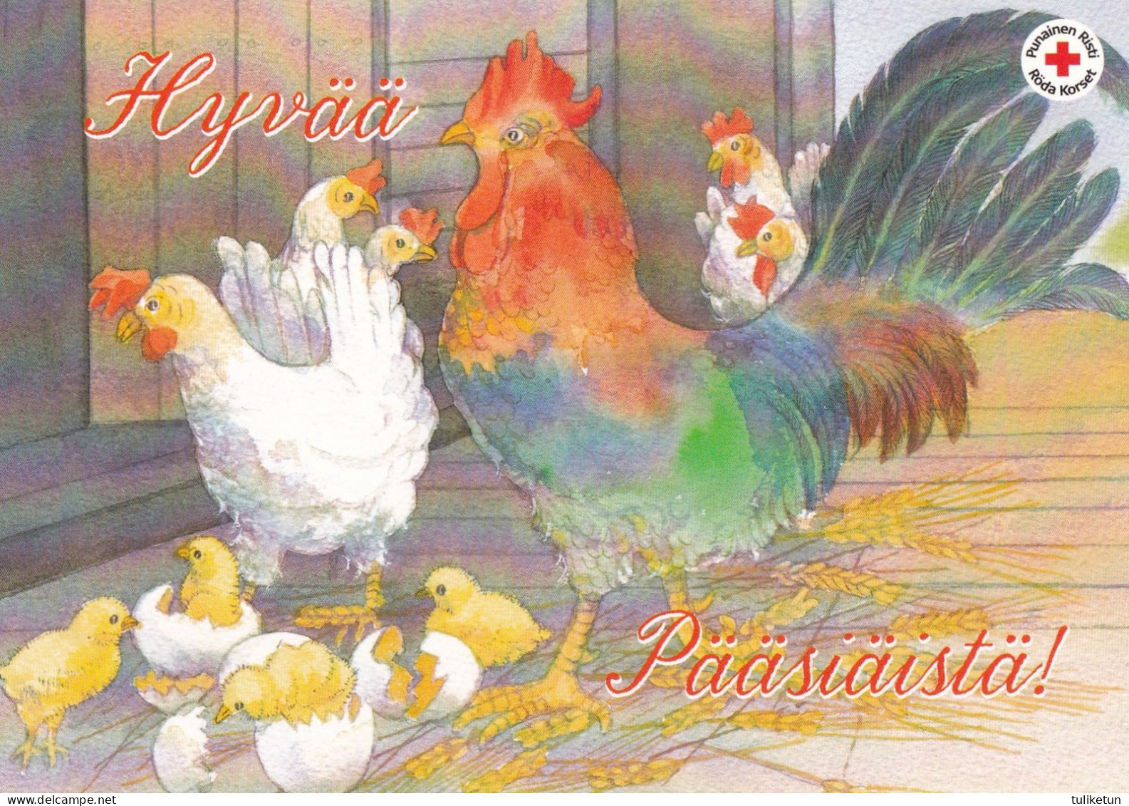 Postal Stationery - Easter Cock - Chicken - Chicks - Willows - Red Cross 2007 - Suomi Finland - Postage Paid - Postal Stationery