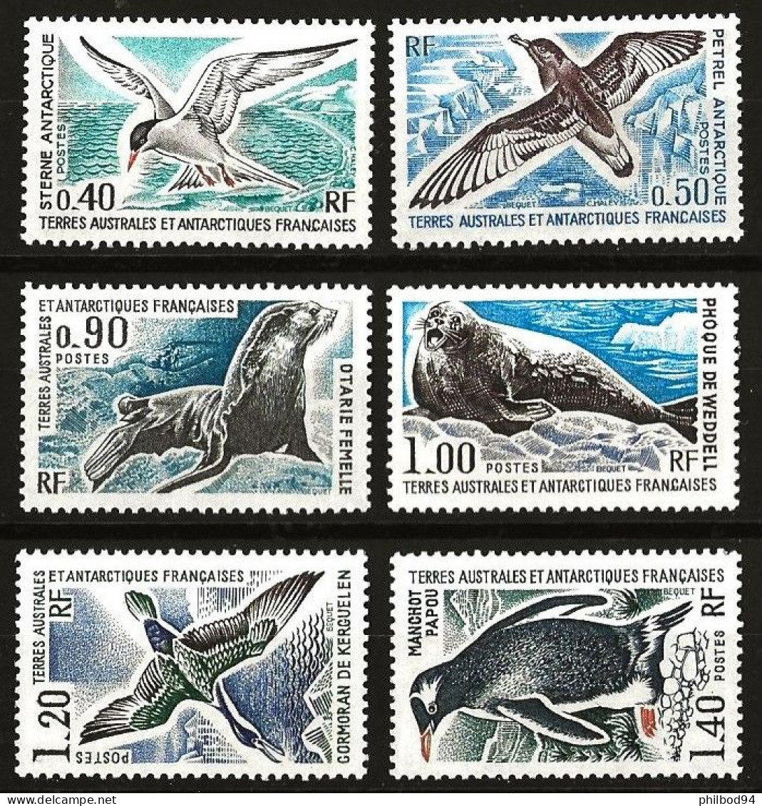 TAAF >>>1976 - Poste N°55 à 60 (6valeurs)   Neuf ** (MNH) - Faune- Cote 80 € - Neufs