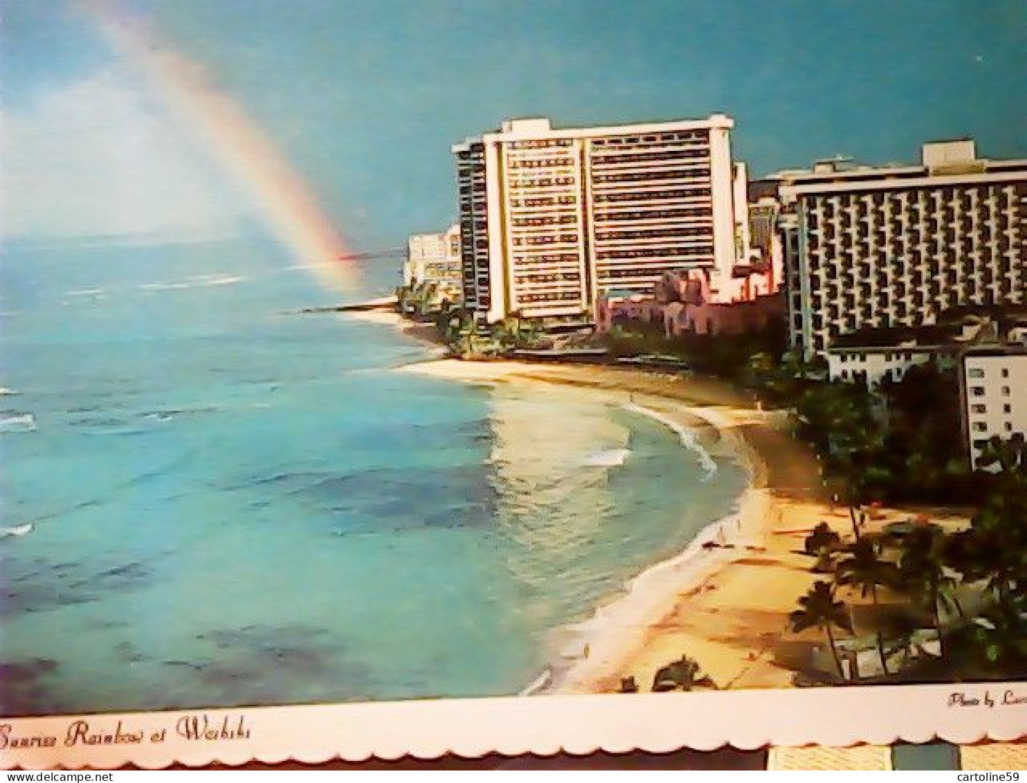 United States Honolulu  Sunrise Rainbow At Waikiki Beach Hawaii ARCOBALENO S1975 JV5903 - Honolulu