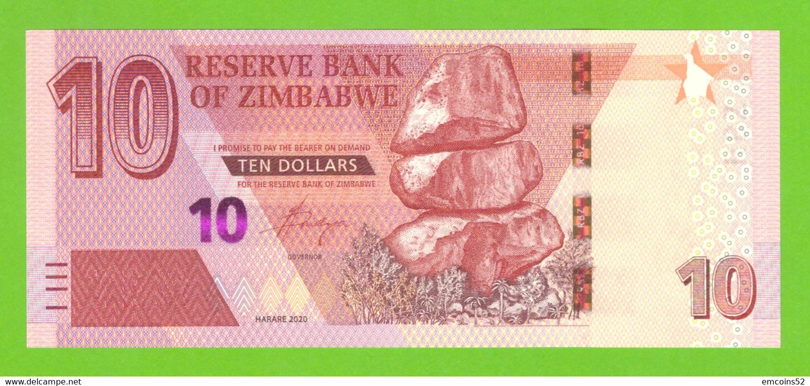 ZIMBABWE 10 DOLLARS 2020  AL  P-W103a UNC - Simbabwe