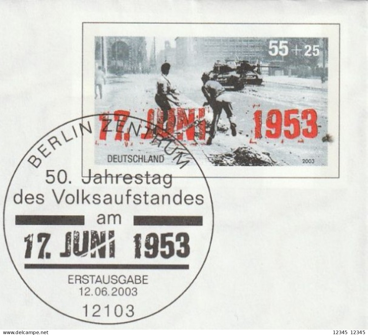 Duitsland 2003, 50th Anniversary Of The Popular Uprising In The GDR - Privé Briefomslagen - Ongebruikt