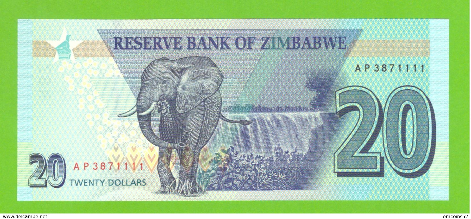 ZIMBABWE 20 DOLLARS 2020  P-104  UNC - Simbabwe