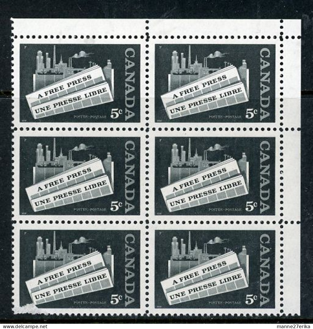 Canada 1958 MNH "Newspaper Industry" - Unused Stamps