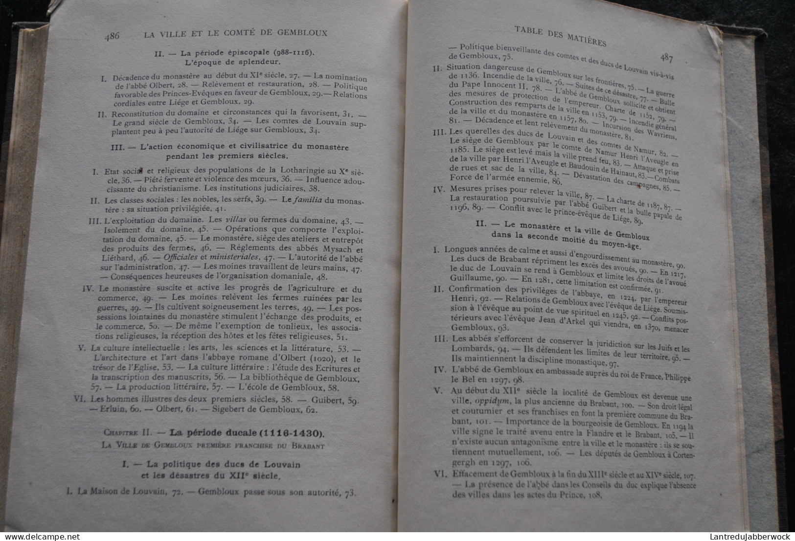 NAMECHE La ville et le comté de Gembloux L'histoire et les institutions 1922 Moyen Age Regime espagnol duc de Bourgogne