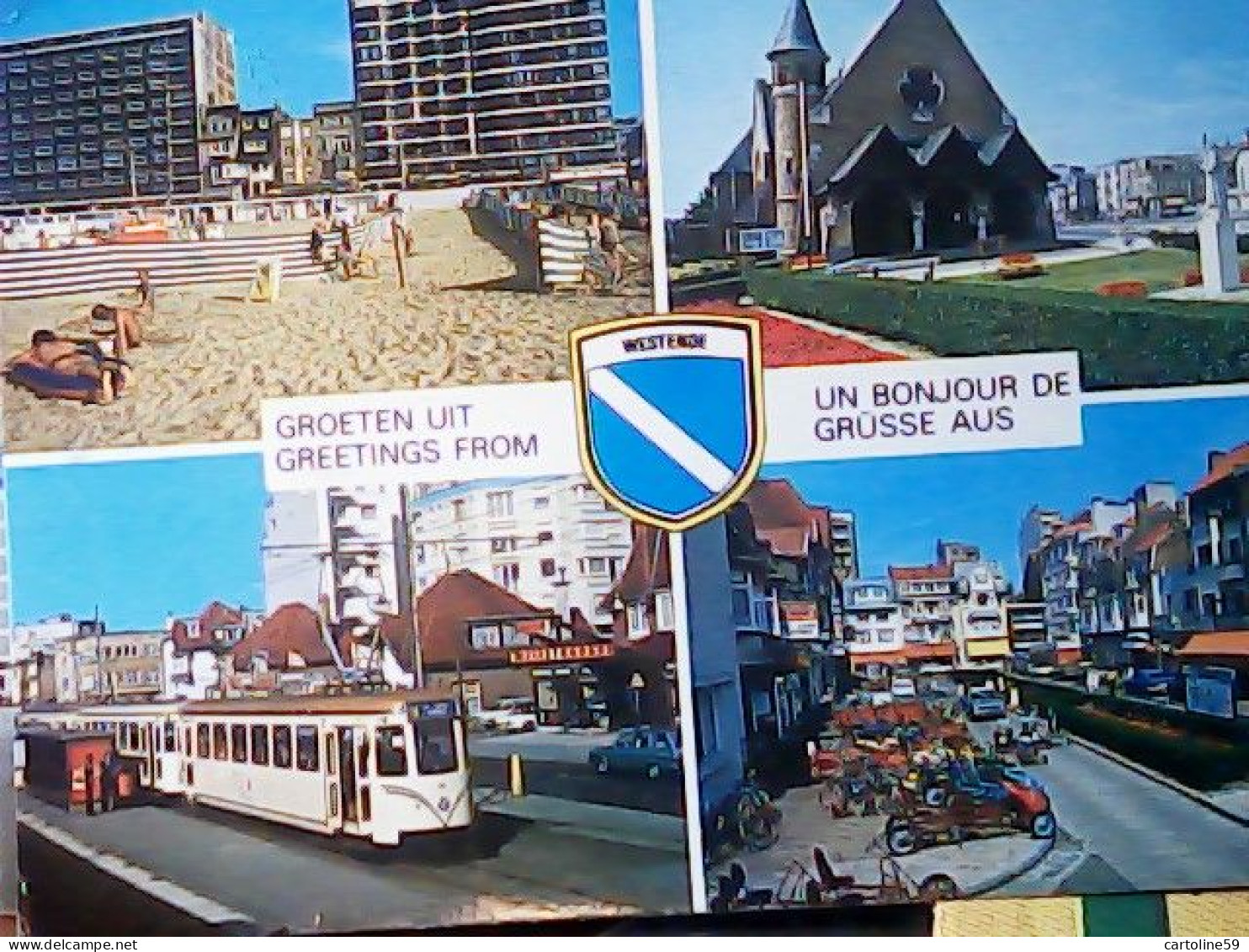 BELGIO GRUSS  Groeten Uit WESTENDE - Un Bonjour De …-Greetings From …-Grüsse Aus TRAM V1975 JV5905 - Westende