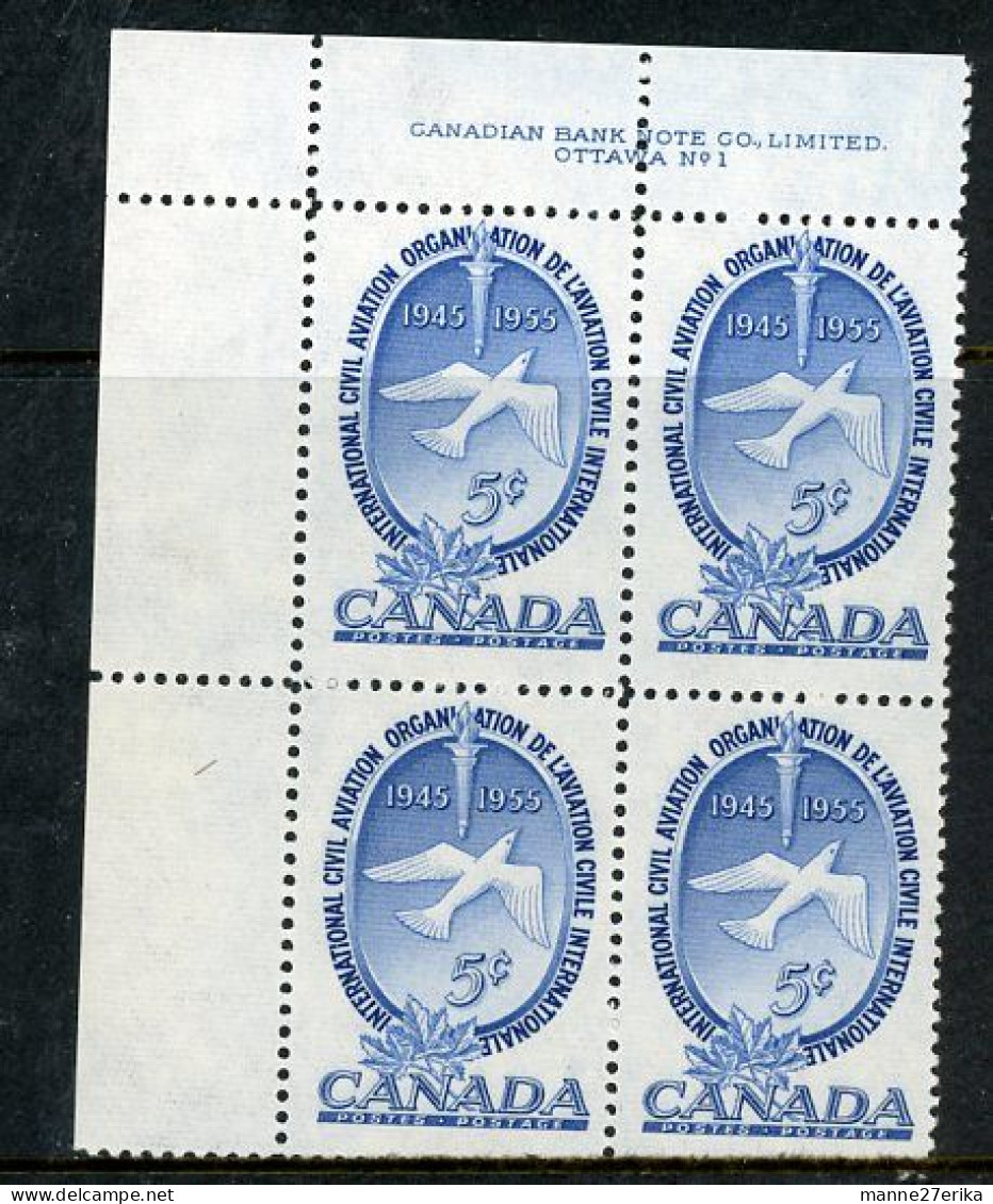 Canada 1954 MNH Plate Block  "United Nations-ICAO" - Unused Stamps