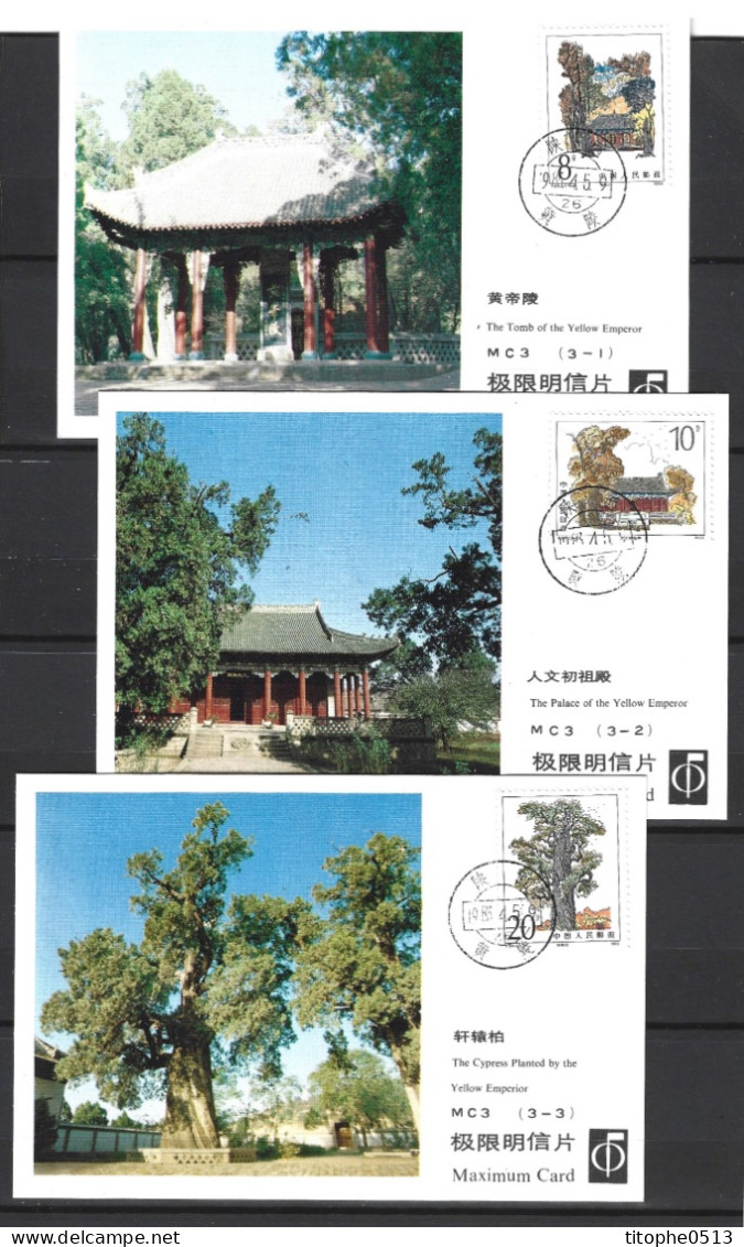 CHINE. N°2580-2 Sur 3 Cartes Maximum De 1983. Tombeau De L'empereur Jaune Xuanyuan. - Maximumkaarten