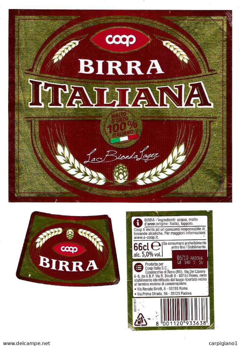 ITALIA ITALY -  2017 Etichetta Birra Beer Bière ITALIANA COOP - Beer