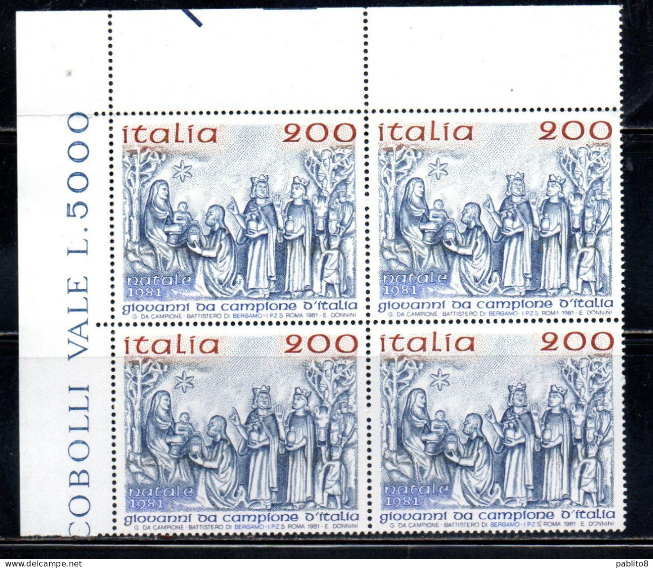 ITALIA REPUBBLICA ITALY REPUBLIC 1981 NATALE CHRISTMAS NOEL WEIHNACHTEN NAVIDAD NATAL QUARTINA BLOCK VALORE FOGLIO MNH - 1981-90: Neufs