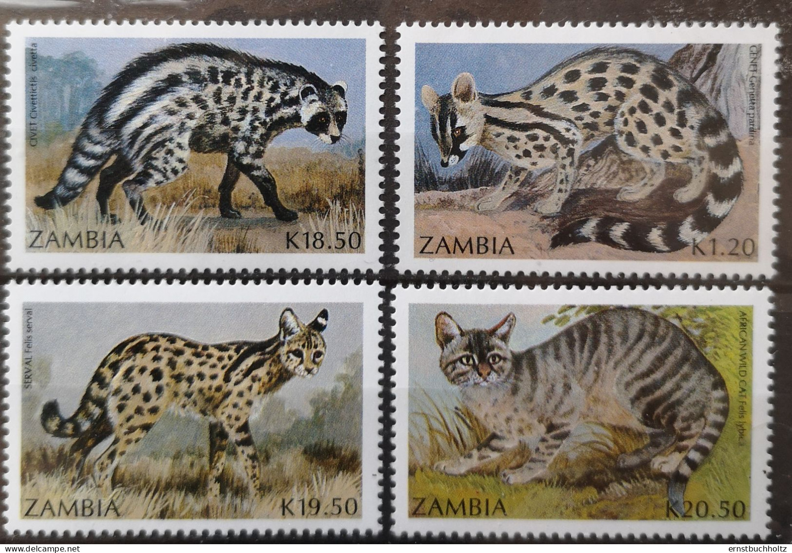 Sambia 1991 Raubkatzen Mi 540/43** - Zambie (1965-...)