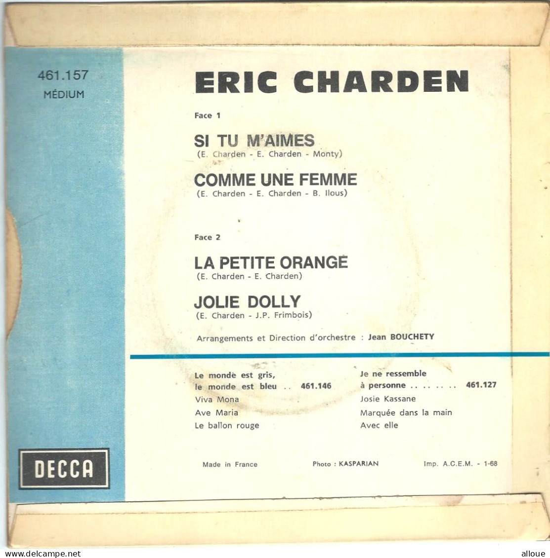 ERIC CHARDEN -  FR EP -SI TU M'AIMES + 3 - Andere - Franstalig