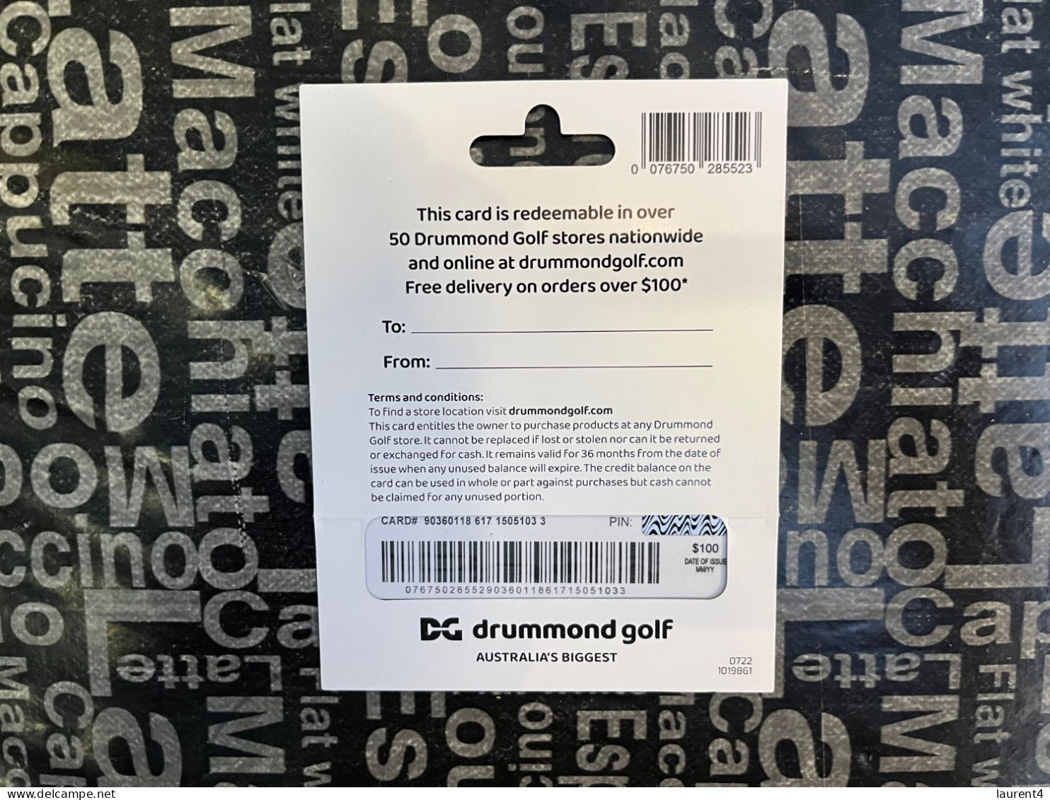 28-3-2024 (Gift Card 2) Collector Card - Australia - Drummong Golf - $100 (no Value On Card) + Presentation Support - Cartes Cadeaux