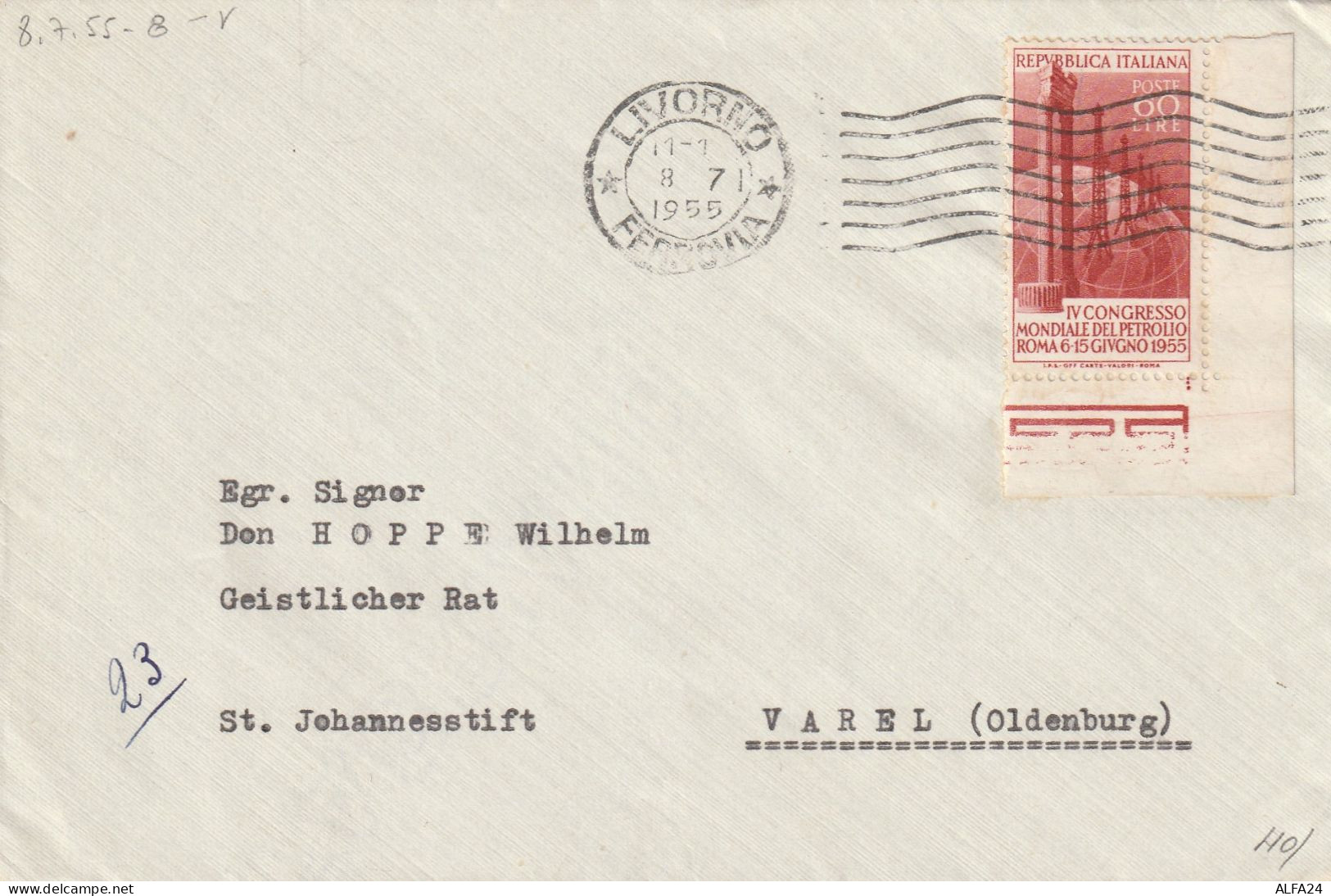 LETTERA 1955 L.60 PETROLIO TIMBRO LIVORNO (YK489 - 1946-60: Storia Postale