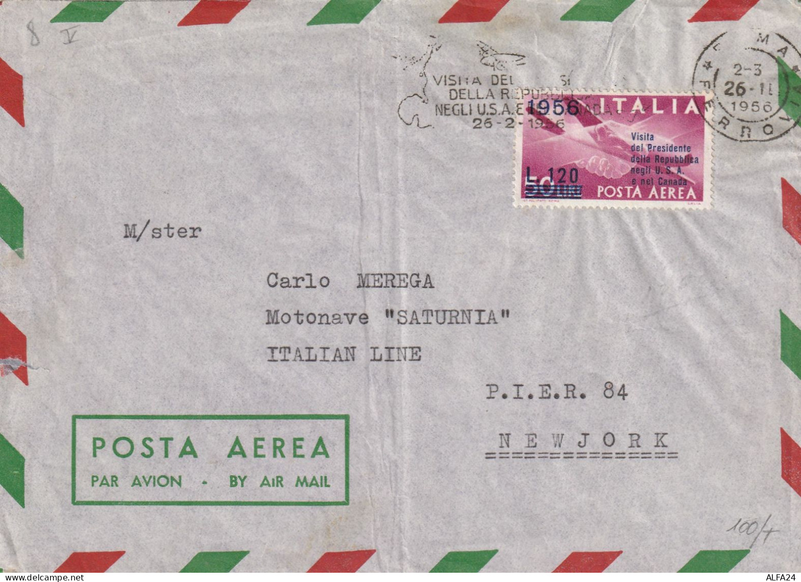 LETTERA 1956 L.120 PA SS VISTA PRES REP USA (YK235 - 1946-60: Marcophilia