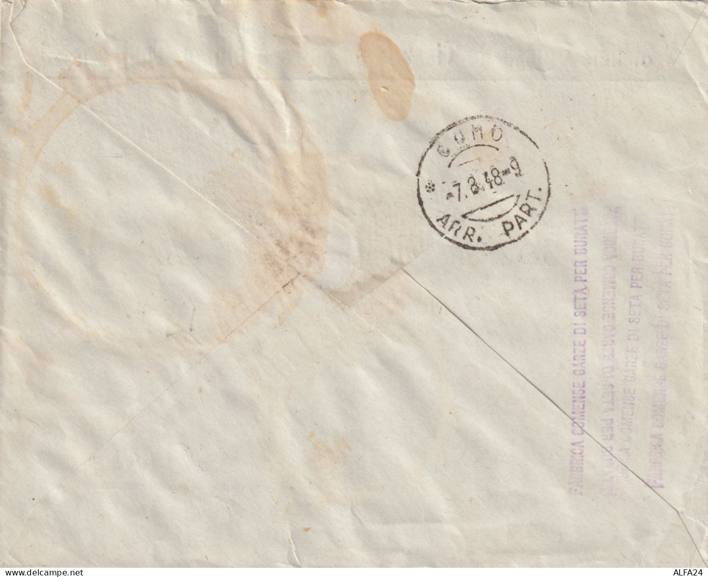 LETTERA 1947 10+30 TIMBRO THAL ST.GALLEM ARRIVO COMO (YK79 - 1946-60: Marcophilia