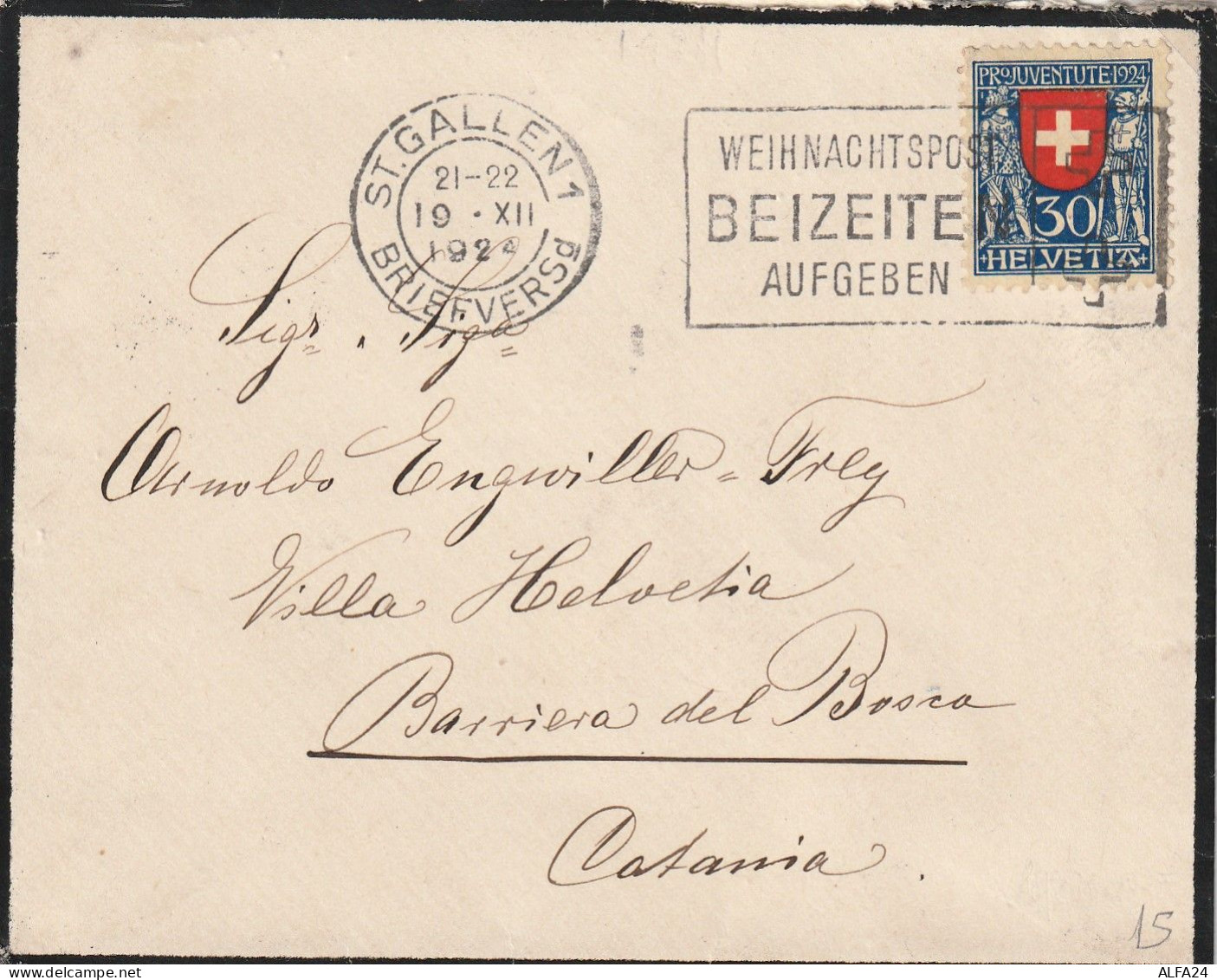 LETTERA 1924 SVIZZERA 30 TIMBRO ST.GALLEN 1 BRIEFVERS (YK59 - Lettres & Documents