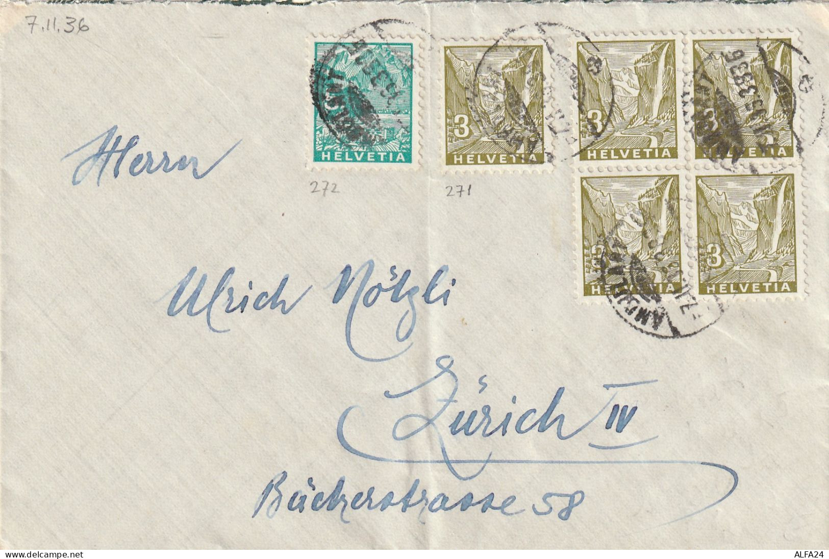 LETTERA SVIZZERA 1936 5X3+5 (YK17 - Lettres & Documents