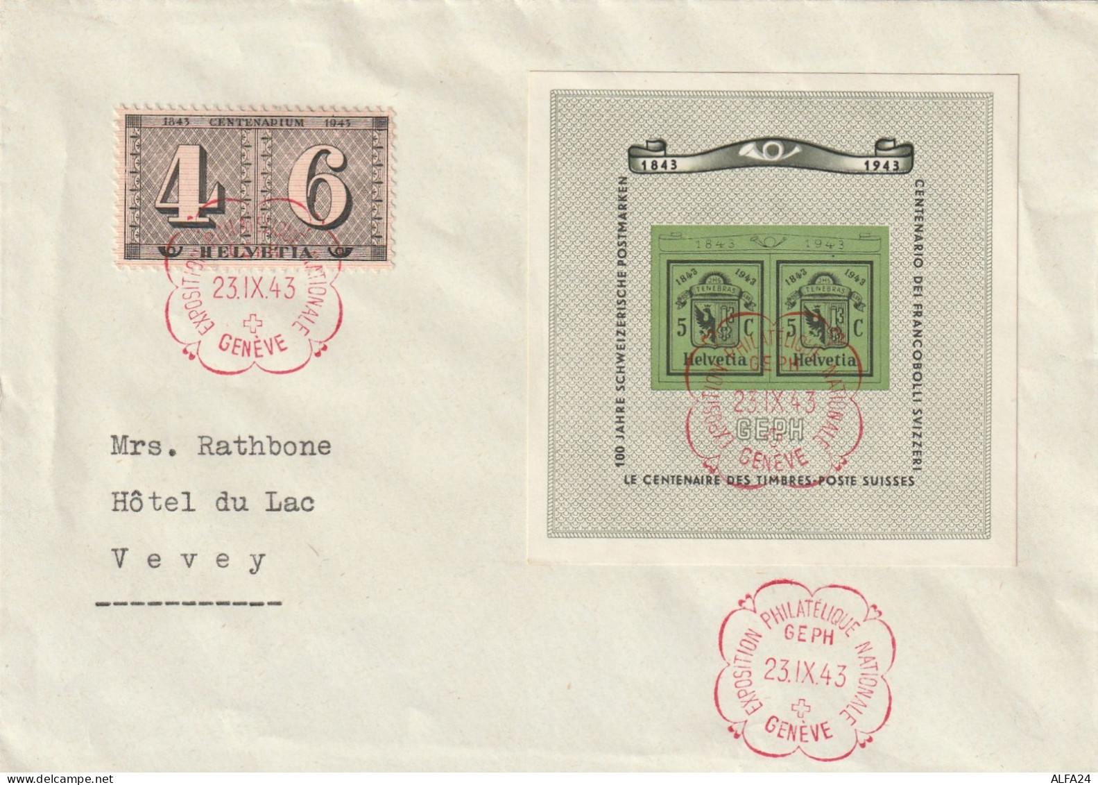 LETTERA SVIZZERA 1943 EXPOSITION PHILATELIQUE NATIONALE GENEVE  (YK6 - Covers & Documents