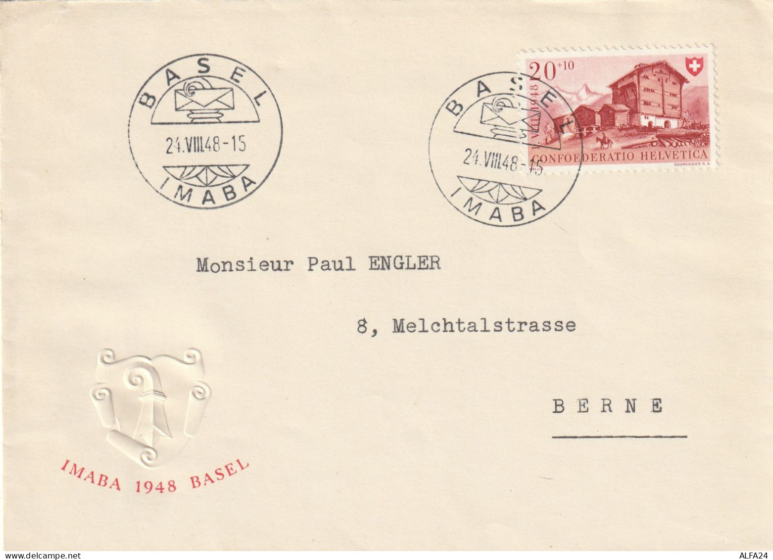 LETTERA SVIZZERA 1948 IMABA BASEL 20+10 (YK4 - Brieven En Documenten