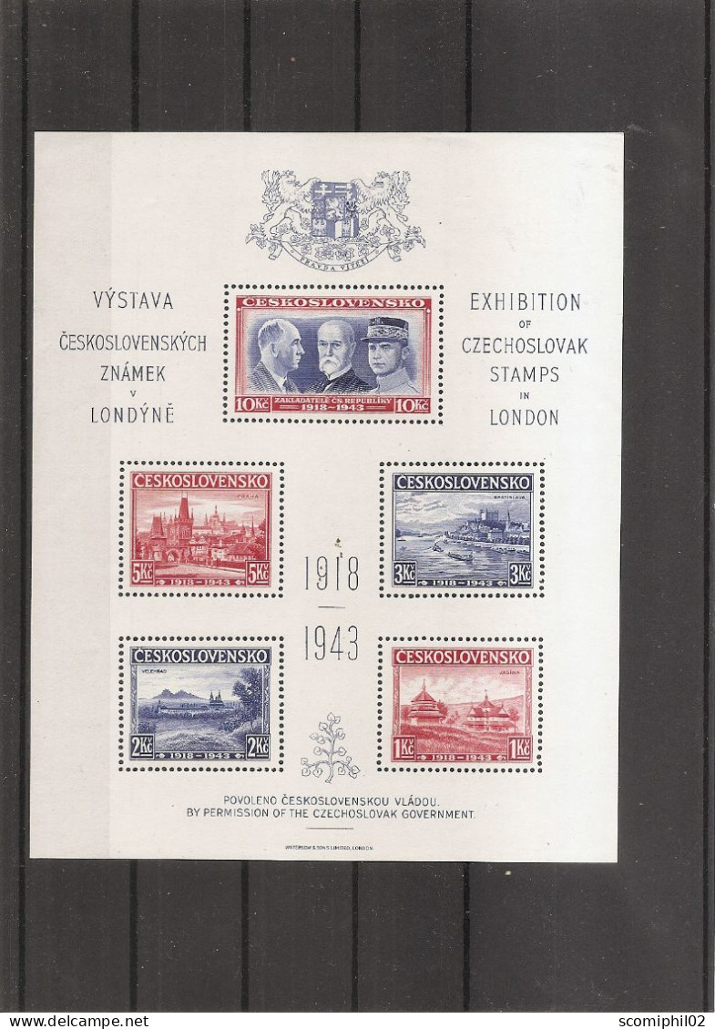 Tchécoslovaquie ( BF Privé Du Gouvernement En Exil à Londres De 1943 XXX -MNH ) - Blocks & Sheetlets