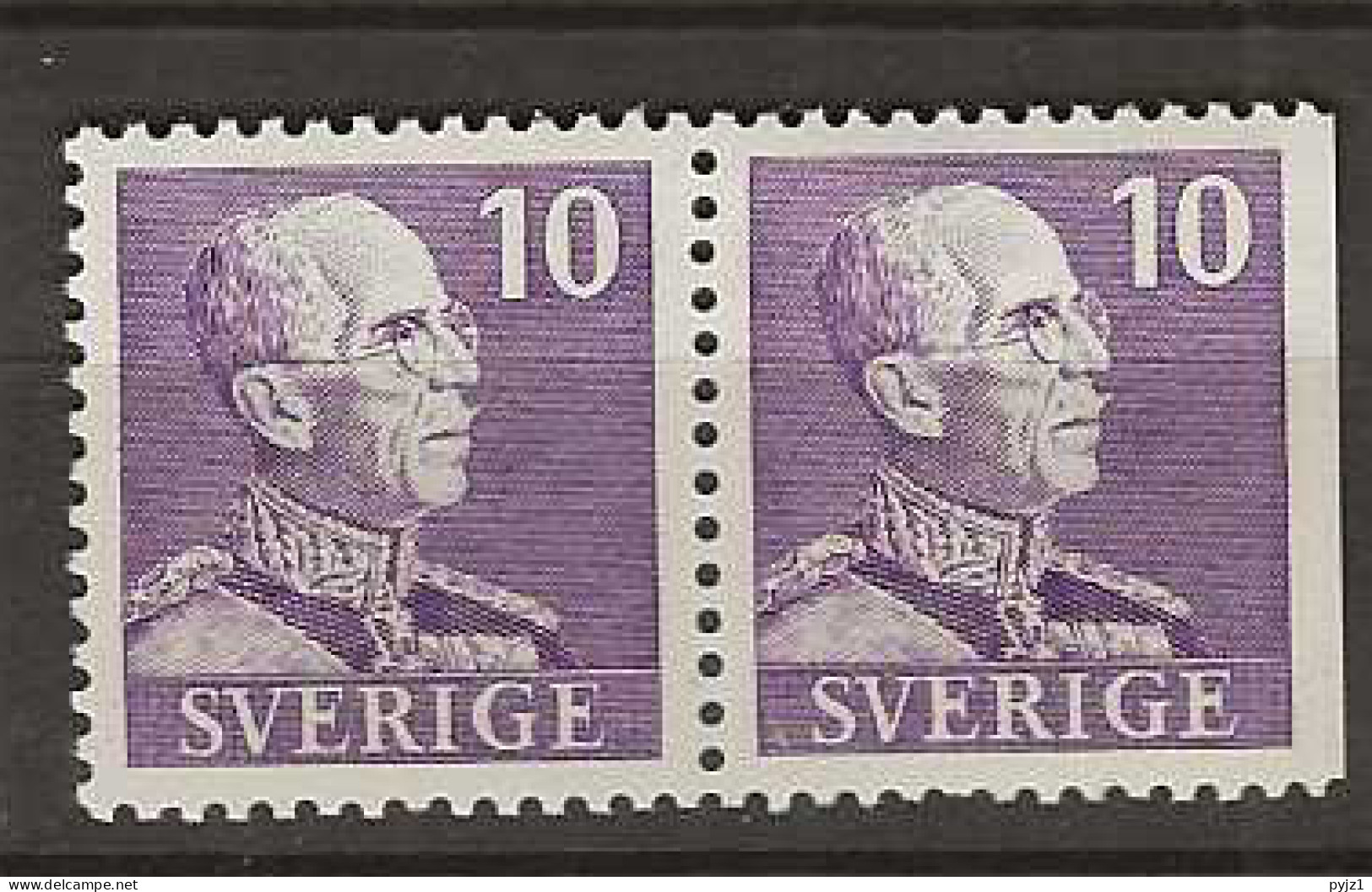 1939 MH Sweden Mi 256-I BD Small "10" - Ongebruikt