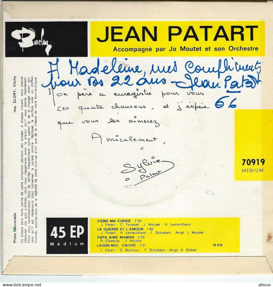 JEAN PATART -  FR EP - VIENS MA CHERIE + 3 - Sonstige - Franz. Chansons