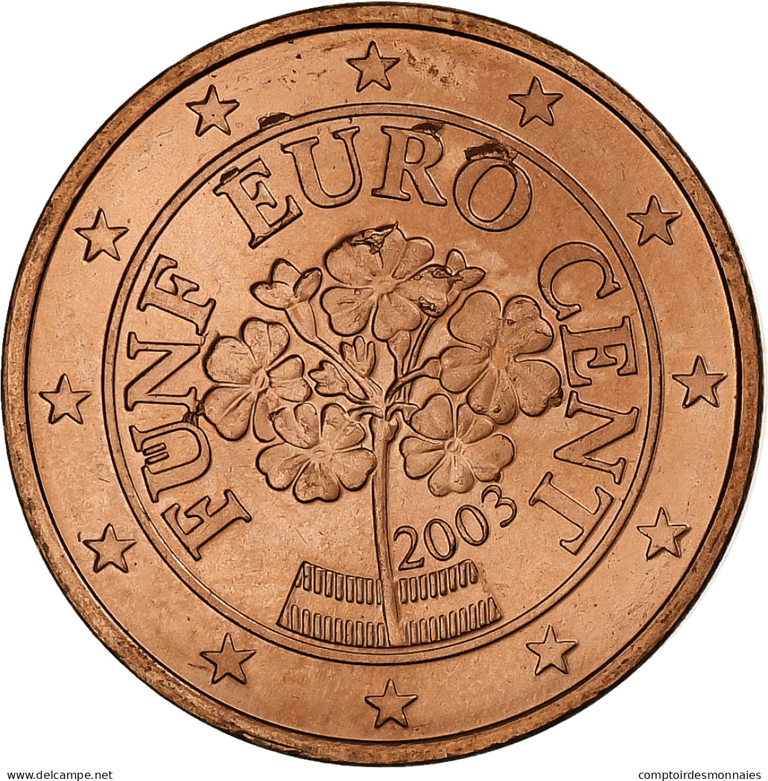 Autriche, 5 Euro Cent, 2003, Vienna, SPL, Cuivre Plaqué Acier, KM:3084 - Austria