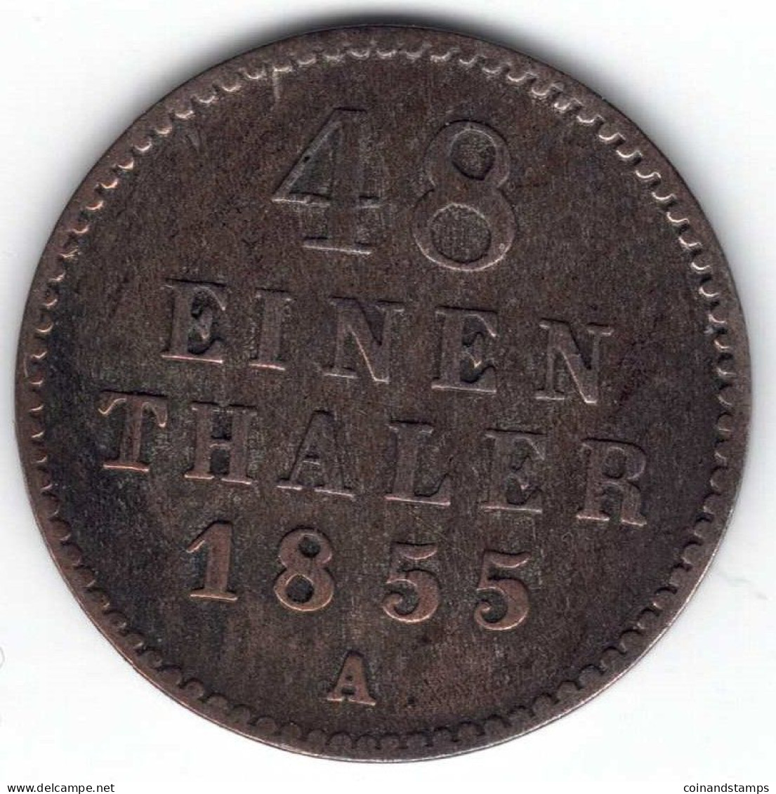 Meckl.-Strelitz Georg (1816-1860) 1/48 Taler 1855 A. (Billon) Kunzel: 615, Gereinigt, Ss - Groschen & Andere Kleinmünzen