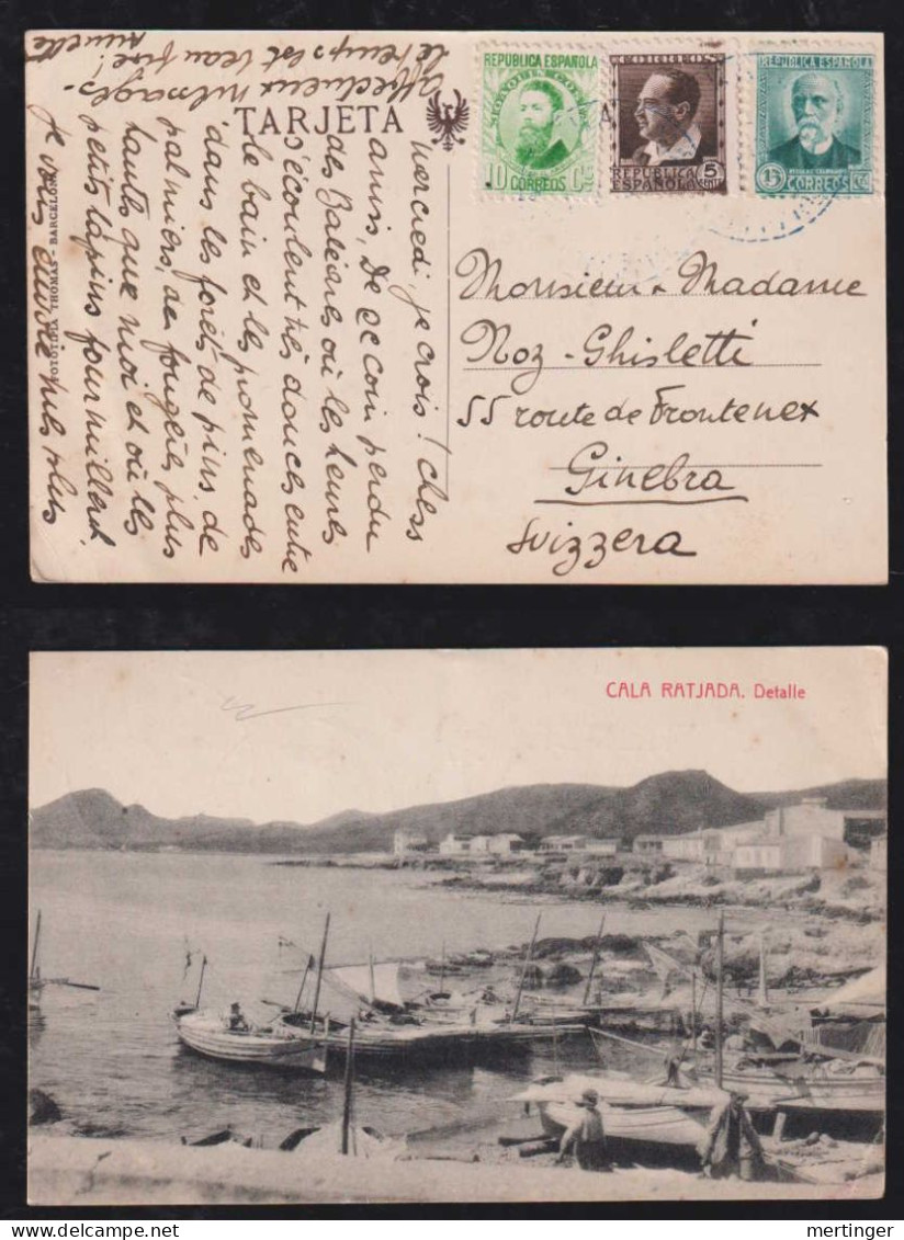 Spain Ca 1935 Picture Postcard CALA RATJADA To Switzerland - Brieven En Documenten