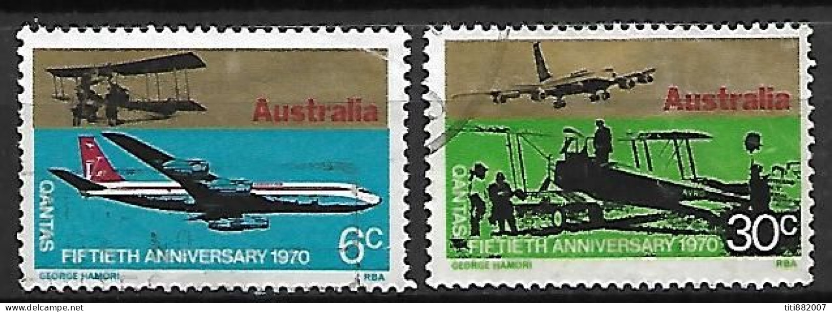 AUSTRALIE   -  1970 .  Série  2 Val. Oblitérés .  Avions - Avions