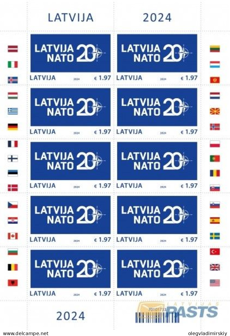 Latvia Lettland Lettonie 2024 LV In NATO 20 Ann Sheetlet MNH - OTAN
