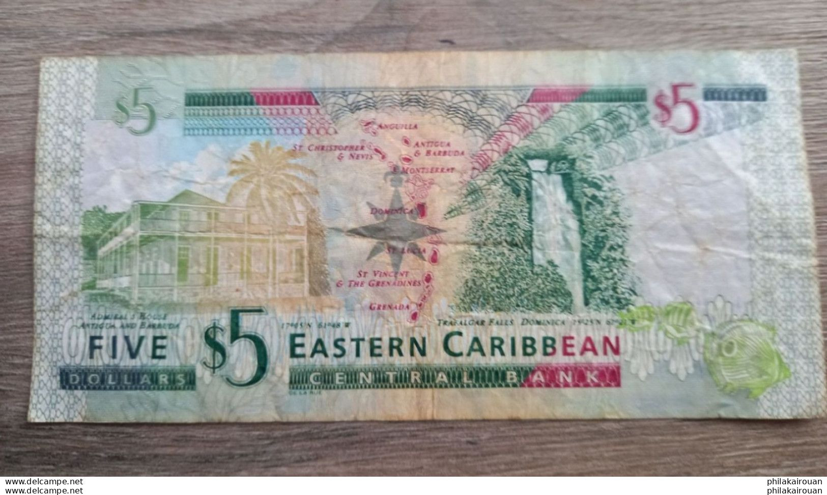 Etats Des Caraibes Orientales, 5 Dollars, Undated Non Daté Utilisé - Guatemala