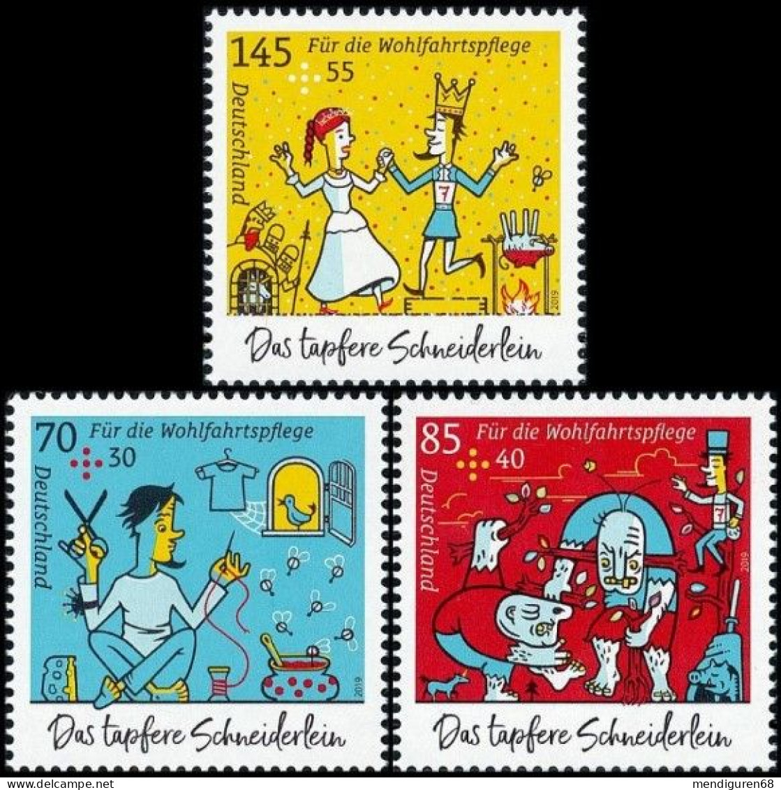 ALLEMAGNE ALEMANIA GERMANY DEUTSCHLAND BUND   2019 THE BRAVE LITTLE TAILOR SET 3V MNH MI 3438-40 YT F3216-18 SN B1150-52 - Unused Stamps
