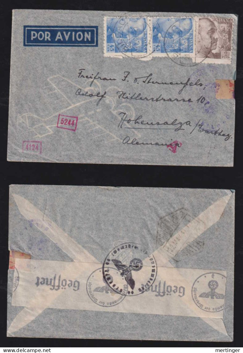 Spain 1941 Double Censor Airmail Cover BILBAO X HOHENSALZA Germany - Brieven En Documenten