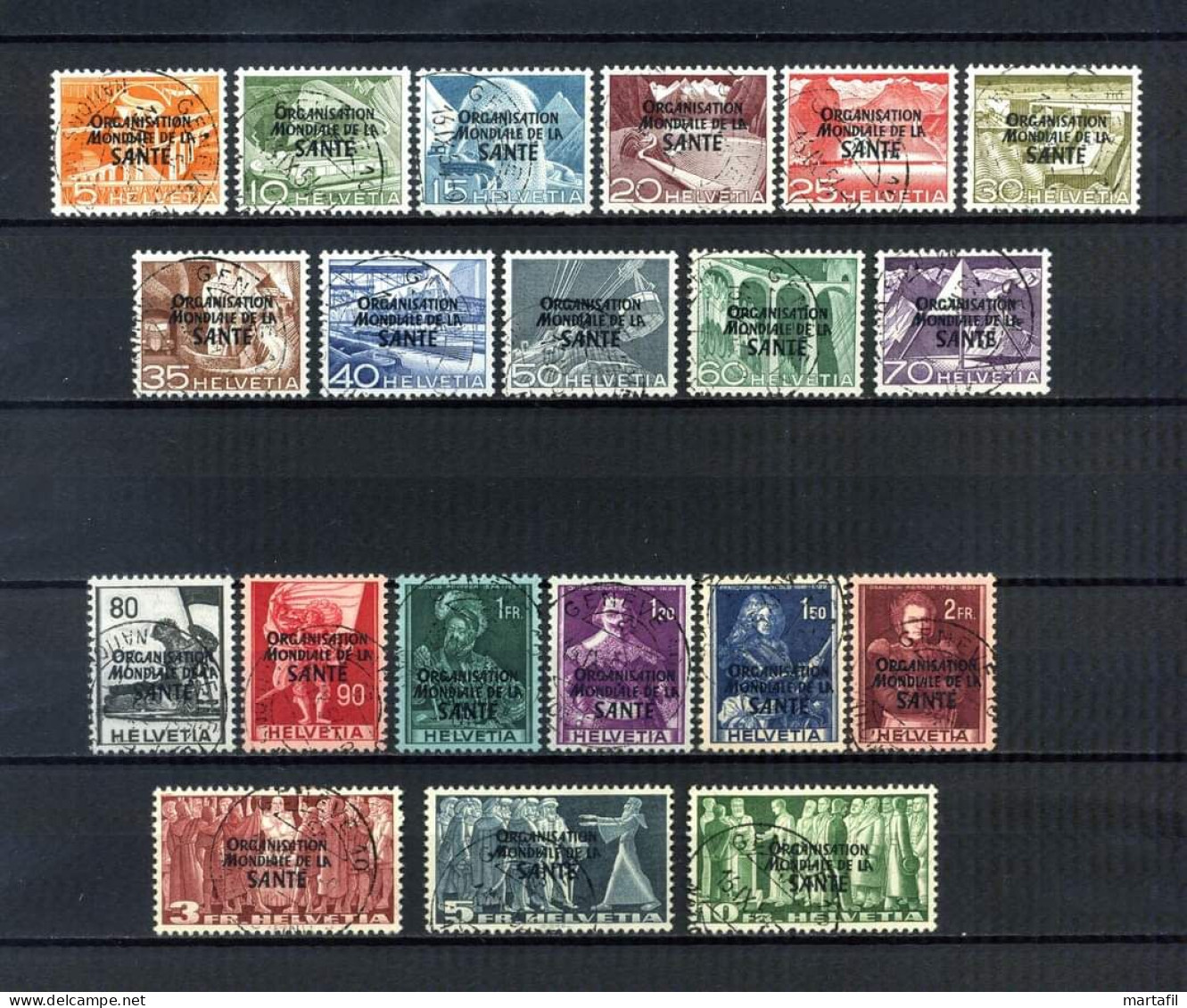 SVIZZERA - Servizio "Organisation Mondiale De La Sante" - 1948/50 Serie Completa 20 Valori. Unificato 338/353 - Oficial