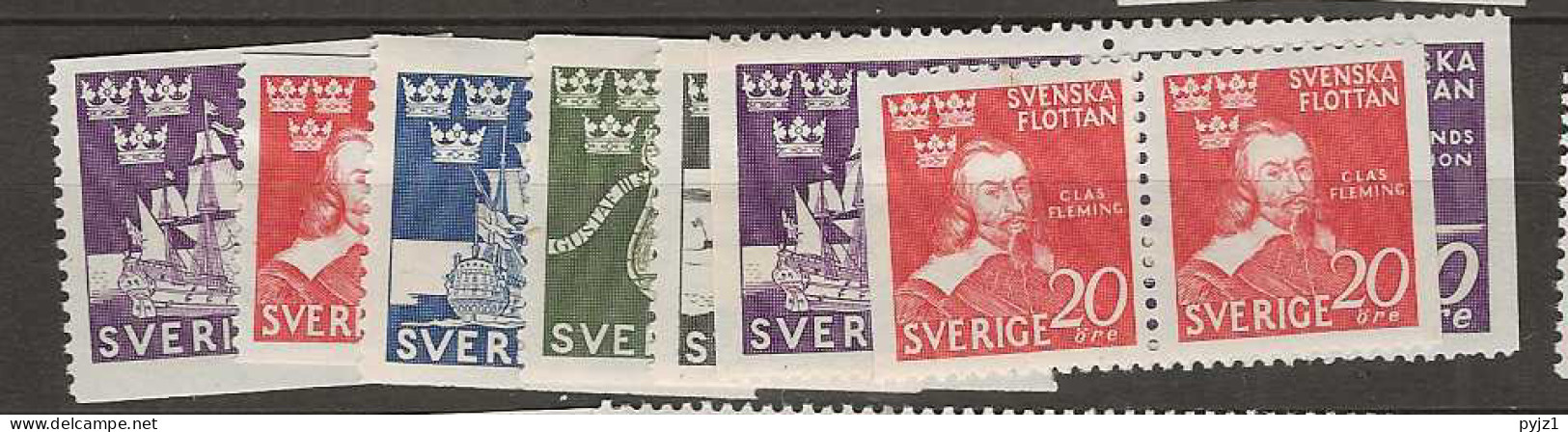 1944 MH Sweden Mi 306-10 + Pairs - Nuevos