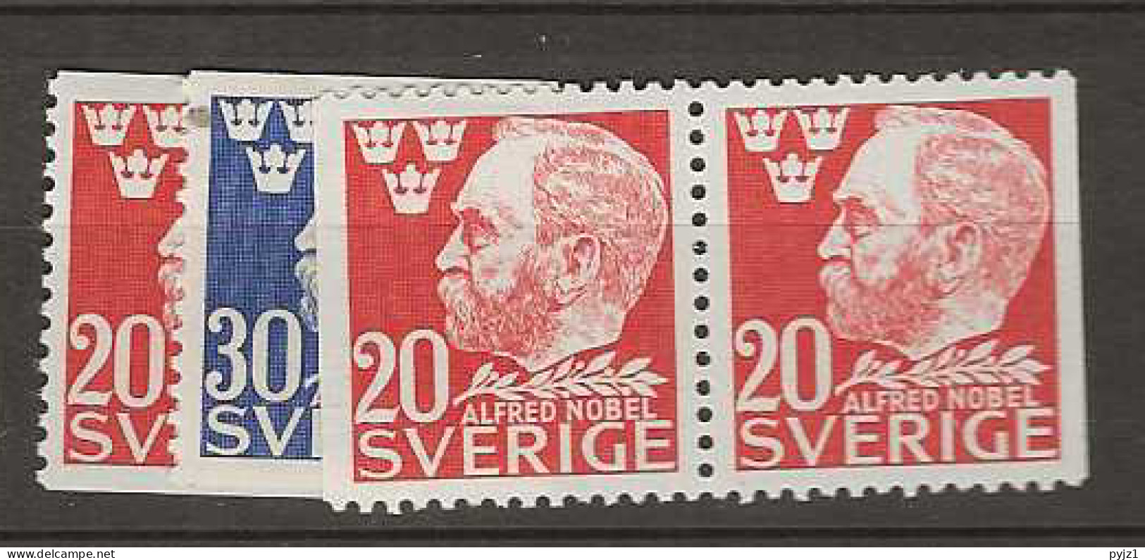 1946 MH Sweden Mi 325-26 + Pair - Unused Stamps