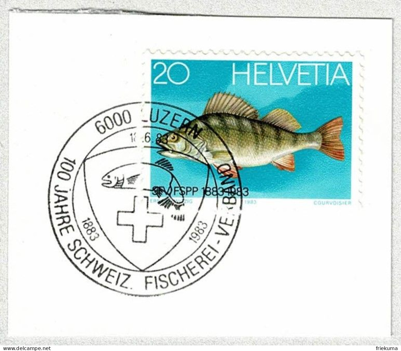 Schweiz / Helvetia 1983, Sonderstempel Fischerei-Verband Luzern, Flussbarsch, Perca Fluviatilis, Fisch / Poisson / Fish - Peces