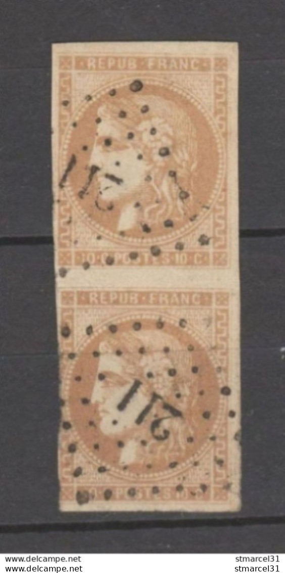 RARE NUANCE (cote YetT Erronée) BRUN CLAIR + OBLI PCGC (RR) N°43Aa BE Cote >>450€ - 1870 Ausgabe Bordeaux