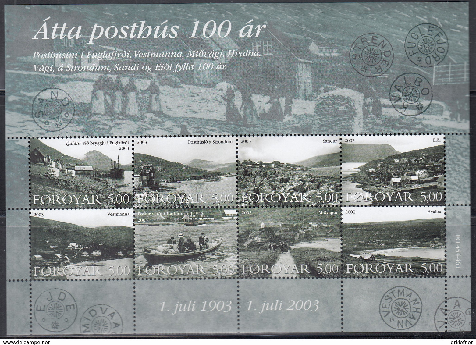 FÄRÖER  462-469, Kleinbogen, Postfrisch **, 100 Jahre Färöische Postämter, 2003 - Färöer Inseln