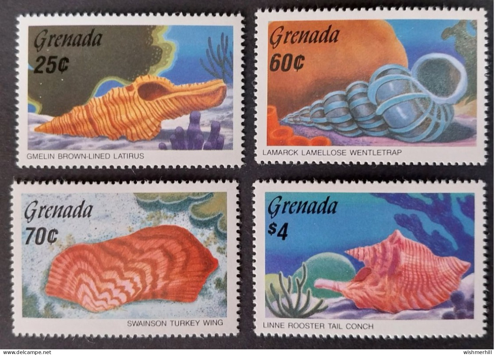 Coquillages Shells // Série Complète Neuve ** MNH ; Grenade YT 1331/1334 (1986) Cote 8.50 € - Conchas