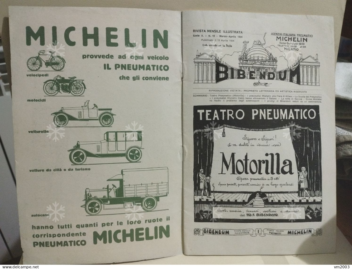 Italy Magazine Italie BIBENDUM Revue Mensuelle. Publicité Advertising Michelin. 1924. - Altri & Non Classificati
