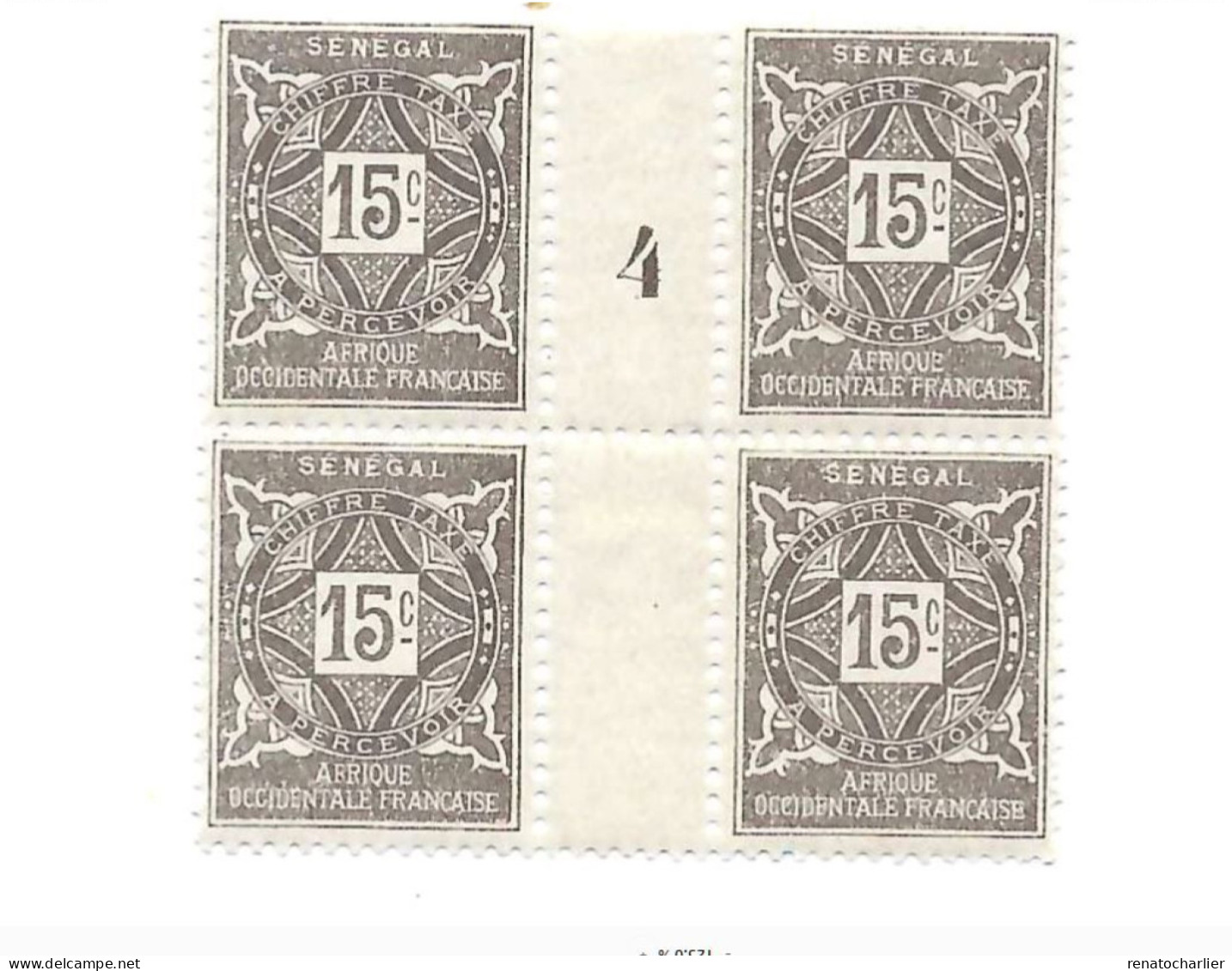 Taxe,MH,Neuf Avec Charnière.Bloc De 4.Interpanneaux. - Postage Due