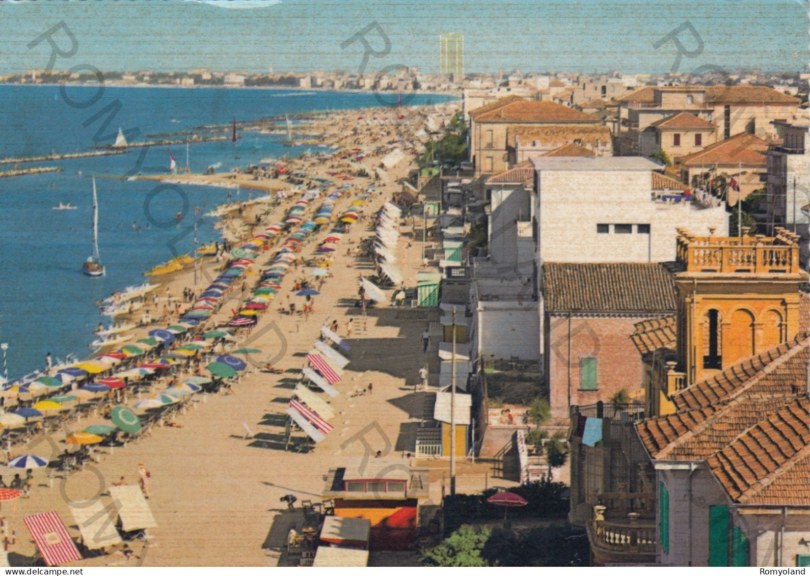 CARTOLINA  C6 VISERBA,RIMINI,EMILIA ROMAGNA-PANORAMA DELLA SPIAGGIA-MARE,VACANZA,BARCHE,BELLA ITALIA,VIAGGIATA 1963 - Rimini